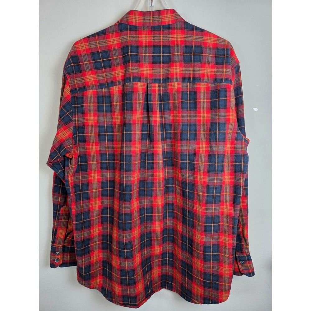 Celtic Ranchwear Shirt Mens L Red Navy Plaid Grandfather Long Sleeve Relaxed Fit - Picture 2 of 7